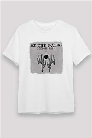 At The Gates Baskılı Unisex Beyaz Tişört