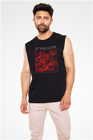At The Gates Baskılı Unisex Siyah Kolsuz Tişört