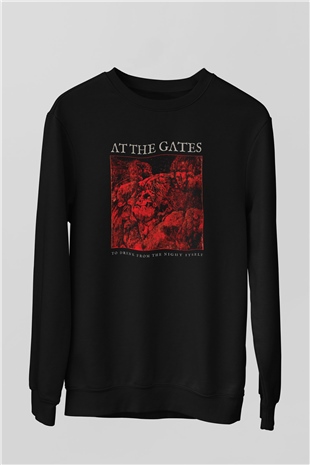 At The Gates Baskılı Unisex Siyah Sweatshirt