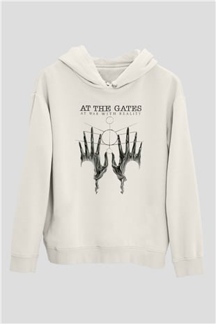 At The Gates Beyaz Unisex Kapşonlu Sweatshirt