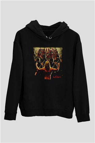 At War Siyah Unisex Kapüşonlu Sweatshirt