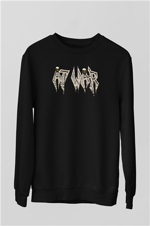 At War Siyah Unisex Sweatshirt