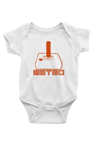 Atari Baskılı Beyaz Unisex Bebek Body - Zıbın