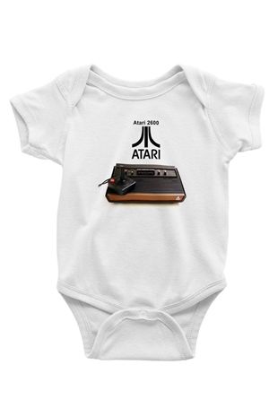 Atari Baskılı Beyaz Unisex Bebek Body - Zıbın