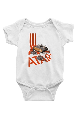 Atari Baskılı Beyaz Unisex Bebek Body - Zıbın