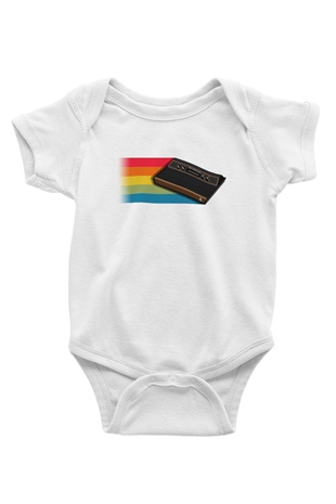 Atari Baskılı Beyaz Unisex Bebek Body - Zıbın