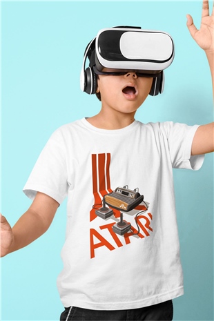 Atari Baskılı Beyaz Unisex Çocuk Tişört