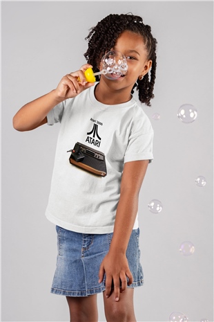 Atari Baskılı Beyaz Unisex Çocuk Tişört