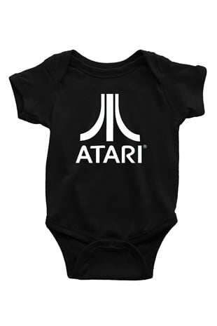 Atari Baskılı Siyah Bebek Body - Zıbın
