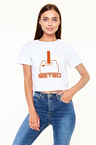 Atari Beyaz Croptop Tişört