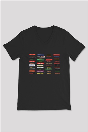 Atari Siyah Unisex V Yaka Tişört