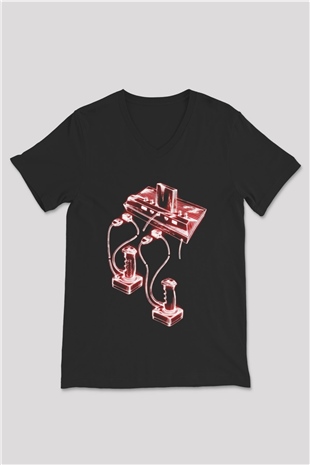 Atari Siyah Unisex  V Yaka Tişört