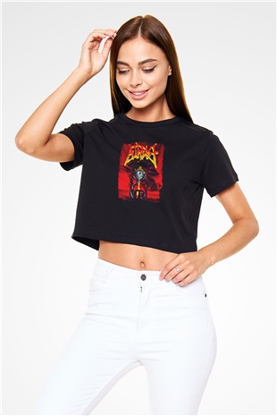 Atheist Baskılı Unisex Siyah Crop Top Tişört