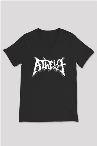 Atheist Siyah Unisex V Yaka Tişört T-Shirt
