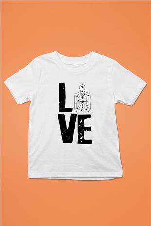 Atıcılık Baskılı Unisex Beyaz Çocuk Tişört - Tshirt