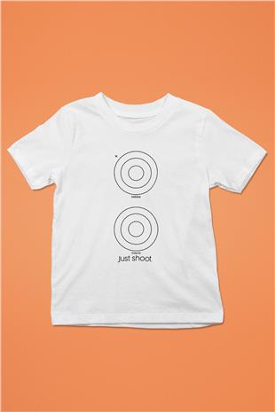 Atıcılık Baskılı Unisex Beyaz Çocuk Tişört - Tshirt