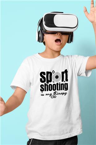Atıcılık Baskılı Unisex Beyaz Çocuk Tişört - Tshirt