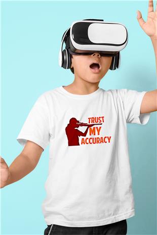 Atıcılık Baskılı Unisex Beyaz Çocuk Tişört - Tshirt