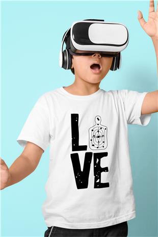 Atıcılık Baskılı Unisex Beyaz Çocuk Tişört - Tshirt