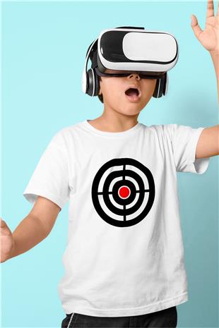Atıcılık Baskılı Unisex Beyaz Çocuk Tişört - Tshirt
