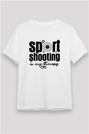 Atıcılık Baskılı Unisex Beyaz Tişört - Tshirt