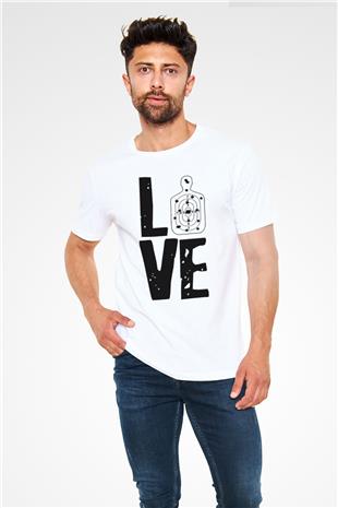Atıcılık Baskılı Unisex Beyaz Tişört - Tshirt