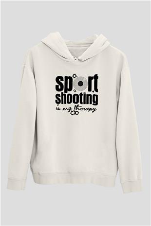 Atıcılık Baskılı Unisex Ekru Hoodie