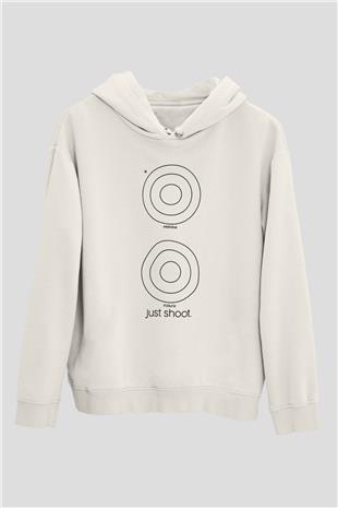Atıcılık Baskılı Unisex Ekru Hoodie