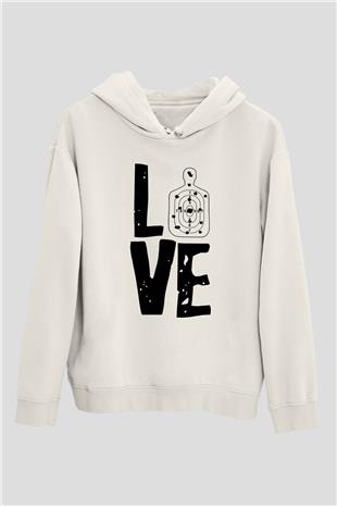 Atıcılık Baskılı Unisex Ekru Hoodie