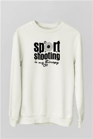 Atıcılık Baskılı Unisex Ekru Sweatshirt
