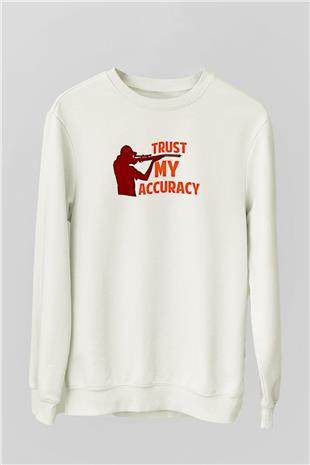 Atıcılık Baskılı Unisex Ekru Sweatshirt