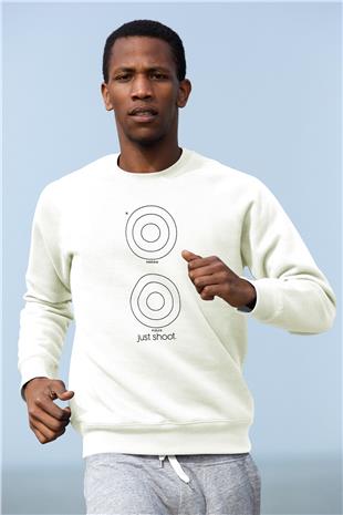 Atıcılık Baskılı Unisex Ekru Sweatshirt