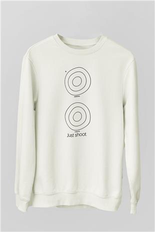 Atıcılık Baskılı Unisex Ekru Sweatshirt