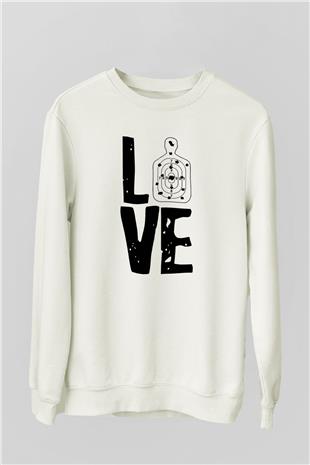 Atıcılık Baskılı Unisex Ekru Sweatshirt