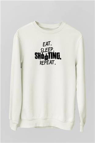 Atıcılık Baskılı Unisex Ekru Sweatshirt