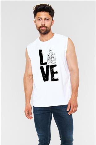 Atıcılık Baskılı Unisex Kolsuz Beyaz Tişört