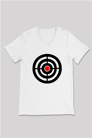 Atıcılık Baskılı Unisex V Yaka Tişört - Tshirt