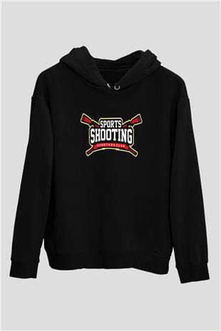 Atıcılık - Shooting Baskılı Unisex Siyah Hoodie