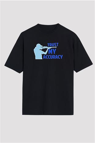 Atıcılık - Shooting Baskılı Unisex Siyah Oversize Tişört