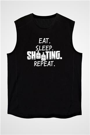 Atıcılık - Shooting Baskılı Unisex Siyah Kolsuz Tişört
