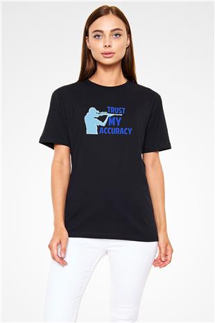 Atıcılık - Shooting Baskılı Unisex Siyah Tişört - Tshirt