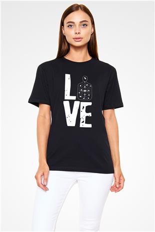 Atıcılık - Shooting Baskılı Unisex Siyah Tişört - Tshirt