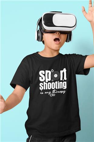 Atıcılık - Shooting Baskılı Unisex Siyah Çocuk Tİşörtü - Tshirt