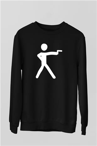 Atıcılık - Shooting Baskılı Unisex Siyah Sweatshirt