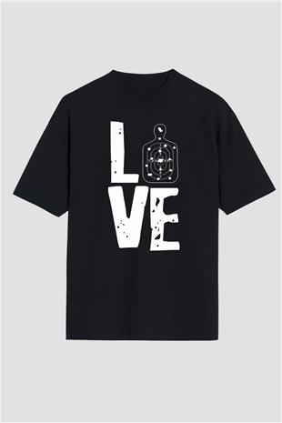 Atıcılık - Shooting Baskılı Unisex Siyah Oversize Tişört