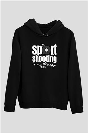 Atıcılık - Shooting Baskılı Unisex Siyah Hoodie