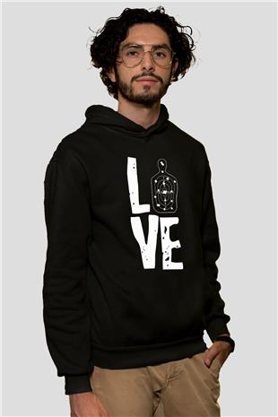 Atıcılık - Shooting Baskılı Unisex Siyah Hoodie