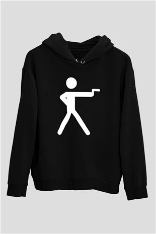 Atıcılık - Shooting Baskılı Unisex Siyah Hoodie