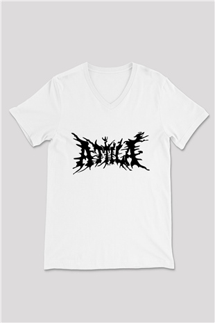 Atilla Beyaz Unisex V Yaka Tişört T-Shirt