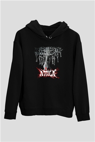 Atilla Siyah Unisex Kapüşonlu Sweatshirt